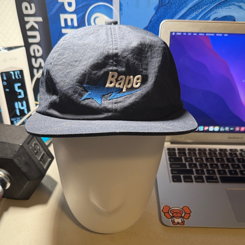 $OLD on *Depop for $25 🤑 A Bathing Ape BAPE Navy Bapesta Logo Cap
